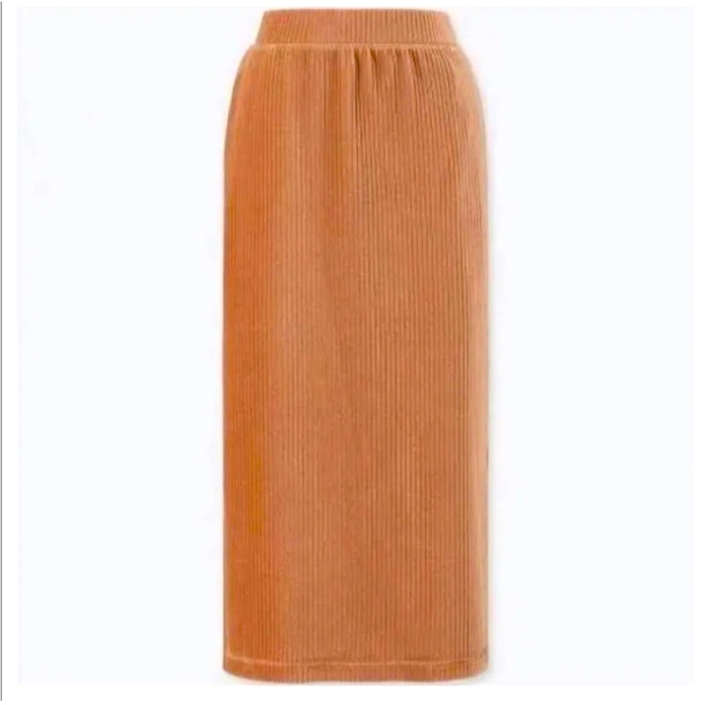 Uniqlo pink corduroy midi skirt